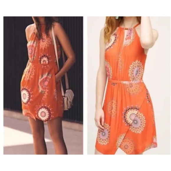 Bright orange halter top fun boho summer dress woman size medium - Picture 4 of 17